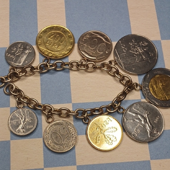 Vintage Milor 925 Silver Italian Lire Coin Charm Bracelet - Picture 5 of 8